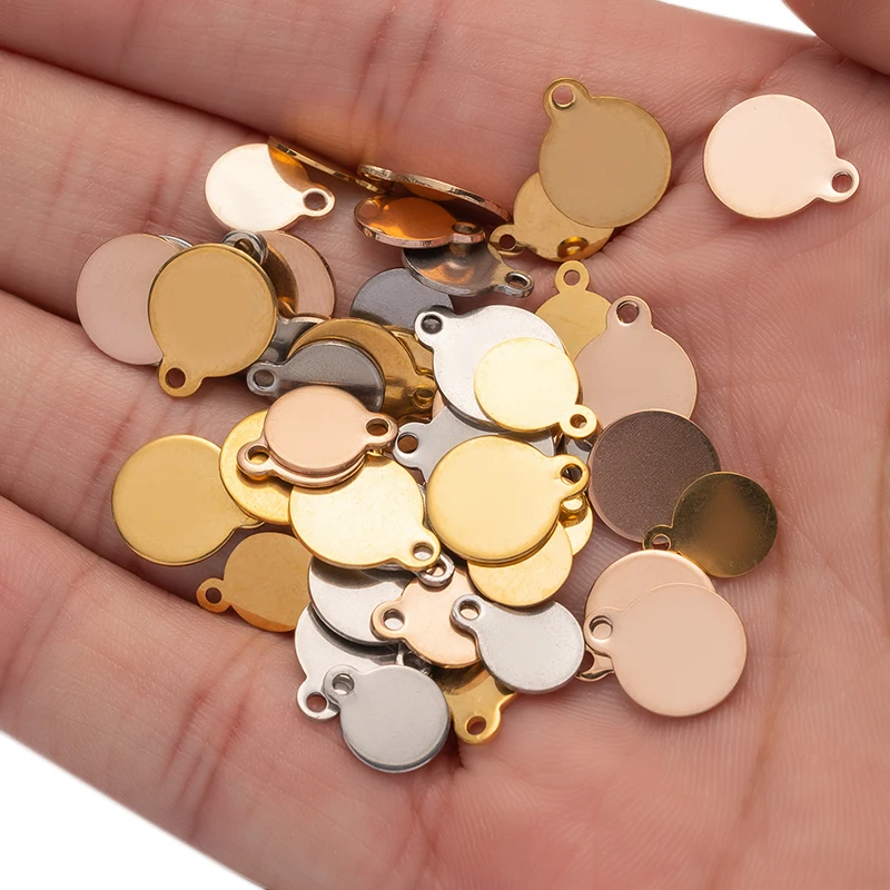 10Pcs 6-30mm Stainless Steel Gold Charms For DIY Bracelet Necklace Keychain Pendants Jewelry Making Findings Supplies Materials