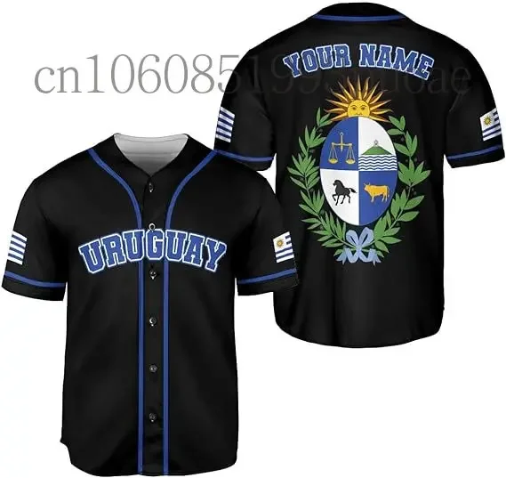 2024 Uruguay Baseball jersey 3D Print Mesh Custom Name Baseball Shirt Men\'s Street Oversize Apparel Short Sleeve Sportswear