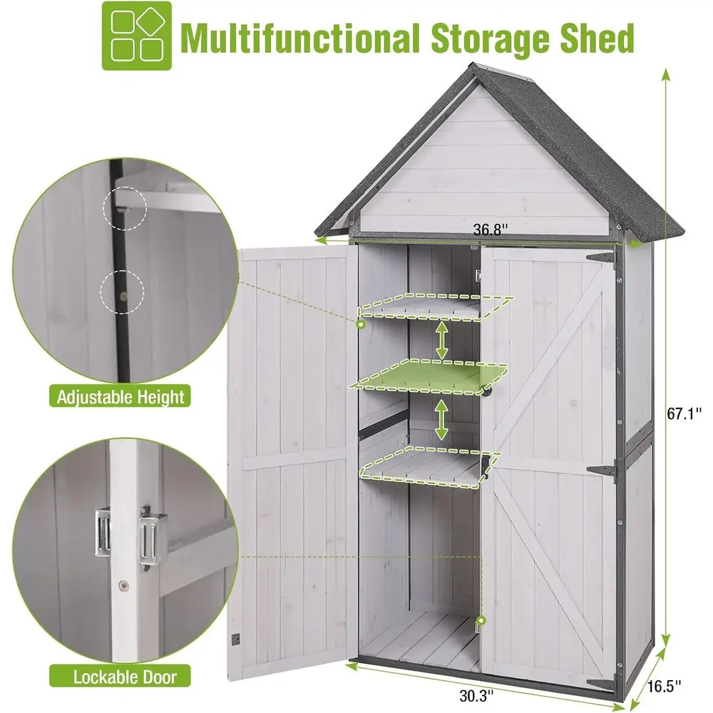 Robusto Capanno da Giardino in Metallo con Pavimento, Casetta Porta Attrezzi in Legno con Ripiani Regolabili, o Grigio XL per Giardino, Patio, Prato