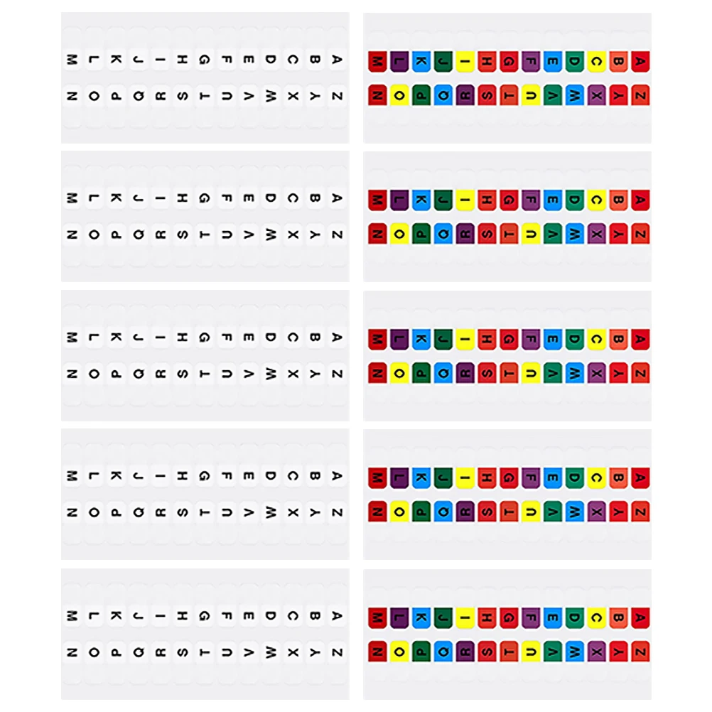 

20 Sets Index Tabs A-Z White Colorful Pvc Waterproof Sticky Page Markers Alphabetical Book Tabs For School Office Files Notepad