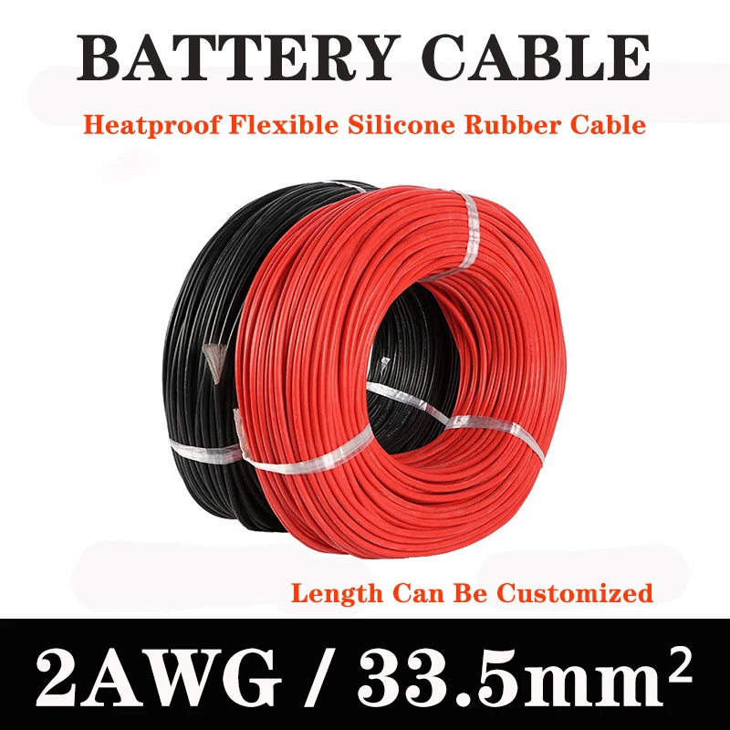 

2AWG 33.5mm² Red Black Heat Resistant Silicone Tinned Copper Cable For Car Battery and Home Appliance