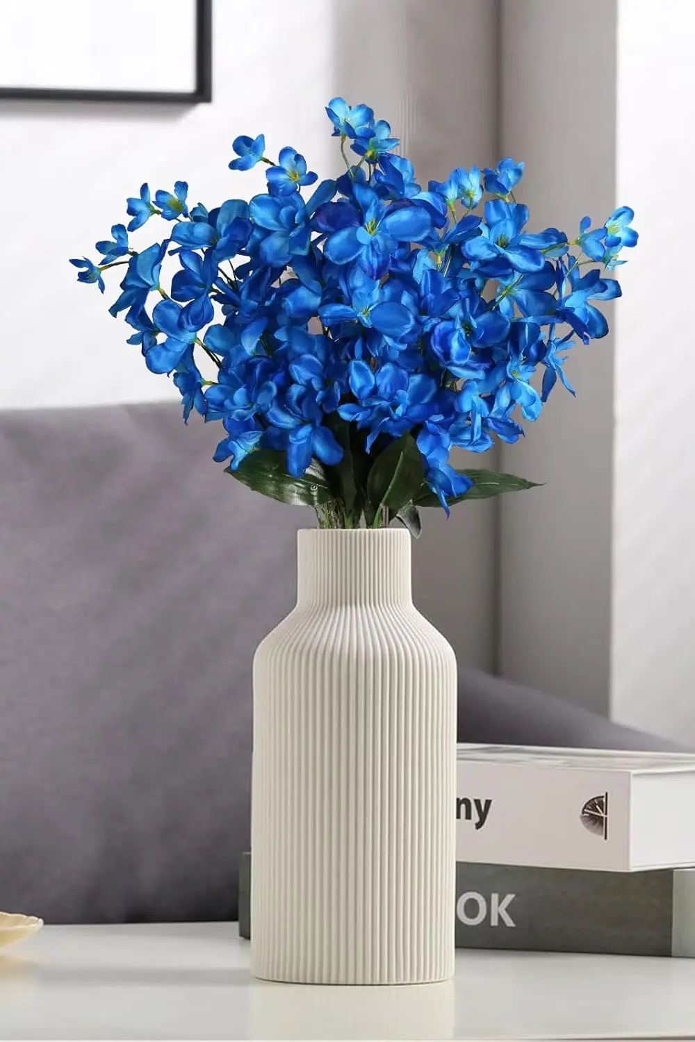 10 PCS Artificial Orchids Silk Flowers 27 Inches Blue Flowers Artificial for Decoration Wedding Dinning Home Decoration(Blue)