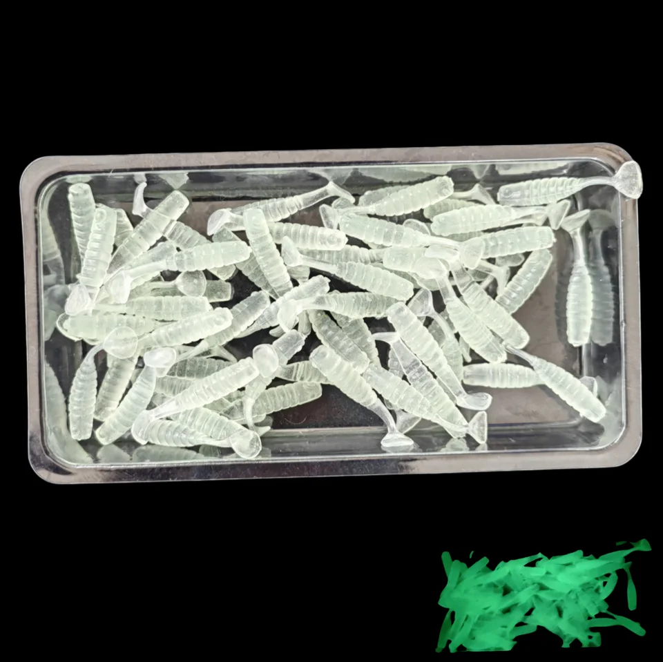 MUKUN 60 Stück Angelköder mit Paddelschwanz Weicher Köder Mini Kleiner Fischköder 2,5cm/0,2g Mehrfarbig – Detail 12