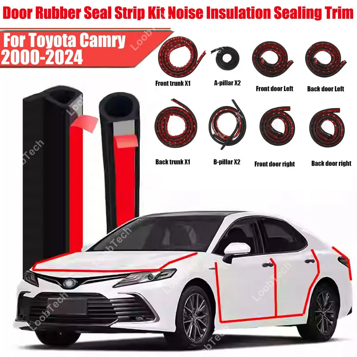 

Комплект уплотнителей двери, резиновая защита от ветра, шумоподавление для Toyota Camry, самоклеящаяся крышка двигателя, звукоизоляционная полоса