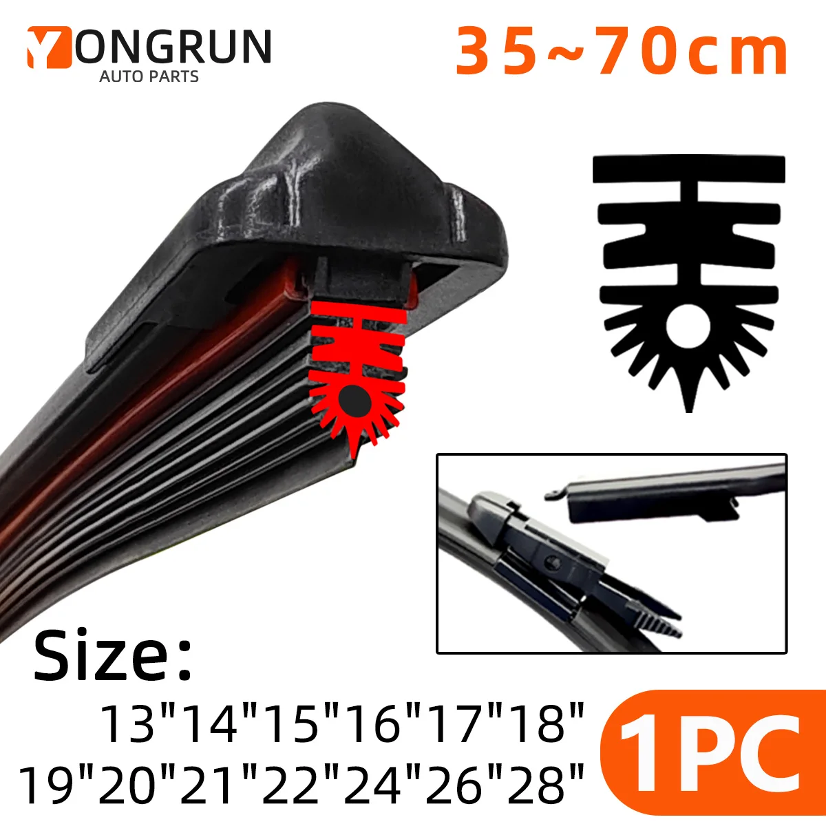 YONGRUN 1 STÜCK Autowischer mit 11 Schichten Gummistreifen 13"14"15"16"17"18"19"20"21"22"24"26"28" Frontscheibenwischer Ersatz