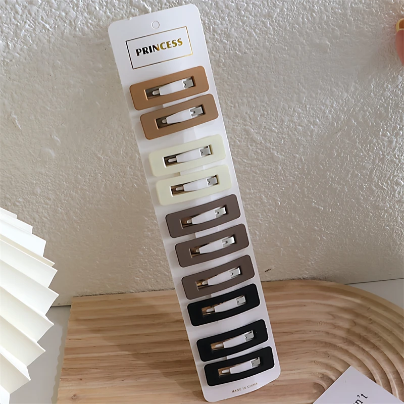 10 stücke Mode Kaffee Farbe Geometrische Waterdrop Platz Ornament Haar Clips Für Frauen Mädchen Süße Haarnadeln Kinder Haar Zubehör – Detail 10