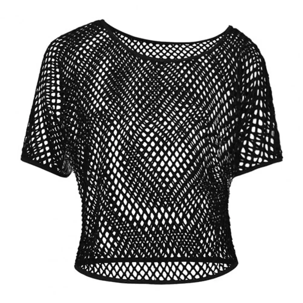 

Summer Vest Mesh Top Set Women's Bright Color Mesh Top Vest Set with Short Sleeve O-neck Cropped Tops Racerback for Sexy
