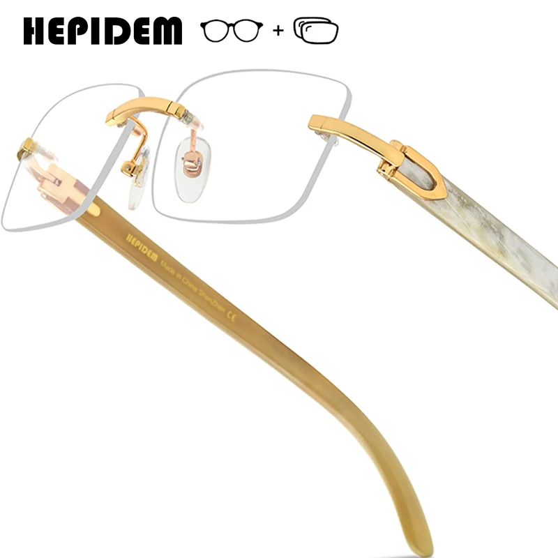 

HEPIDEM Progressive Prescription Glasses Custom Photochromic Myopia Optical Lenses Men Luxury Buffalo Horn Sea Eyeglasses Women