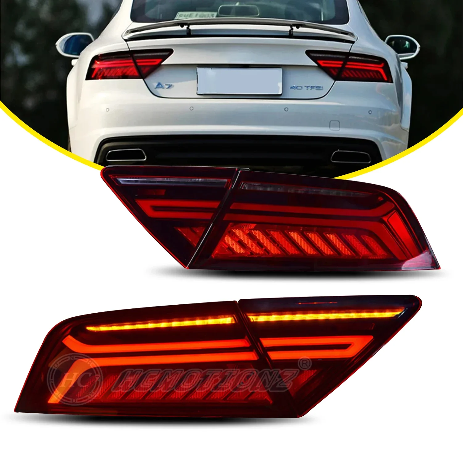 HCMOTIONZ Car Back Lamps Assembly Rear Lamps Accessories 2012-2018 DRL LED Taillights for A7