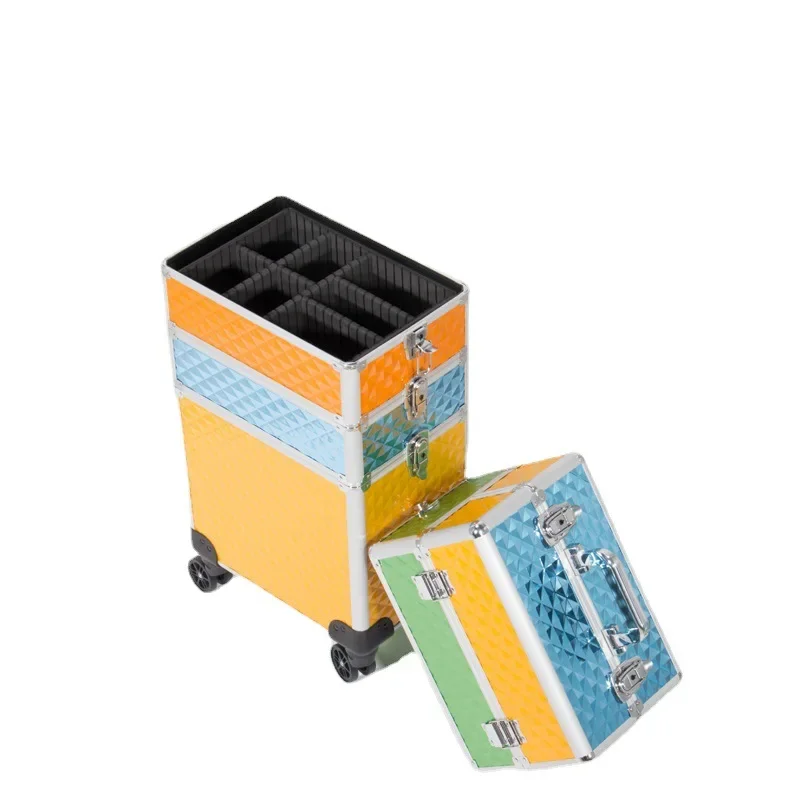 Professional makeup artist cosmetic case, nail art multi-functional makeup trolley case