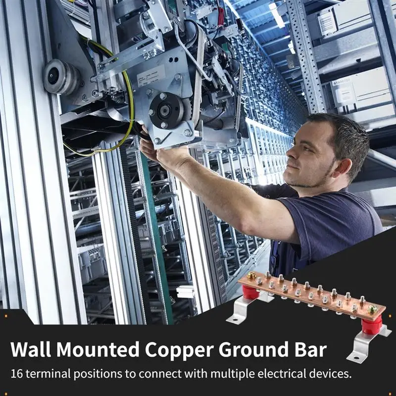 Wall Mounted Copper Ground Bar With 9/32\