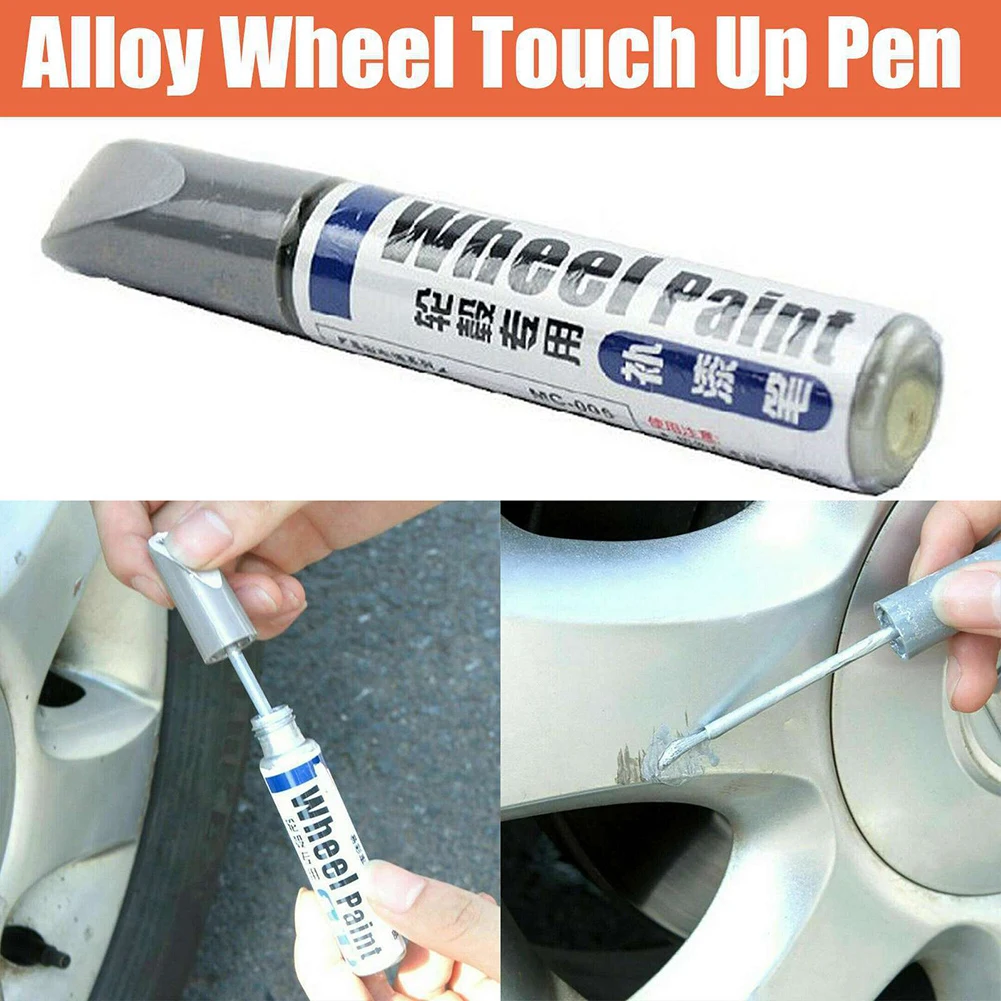 Silver Alloy Wheel Touch Up Pen With Brush Car Vehicle Tire Wheel Scratch Remove Touch-up Permanent Repair Pen Paint Tool Maker