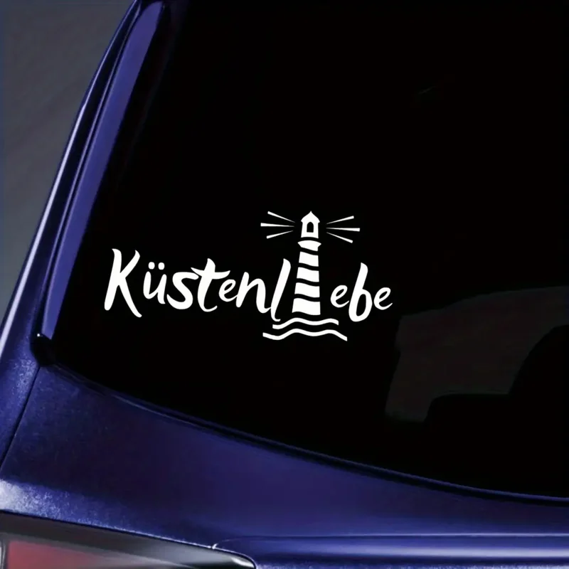 

2DFlat Sticker Coast Love Lighthouse and Waves Automobile Sticker