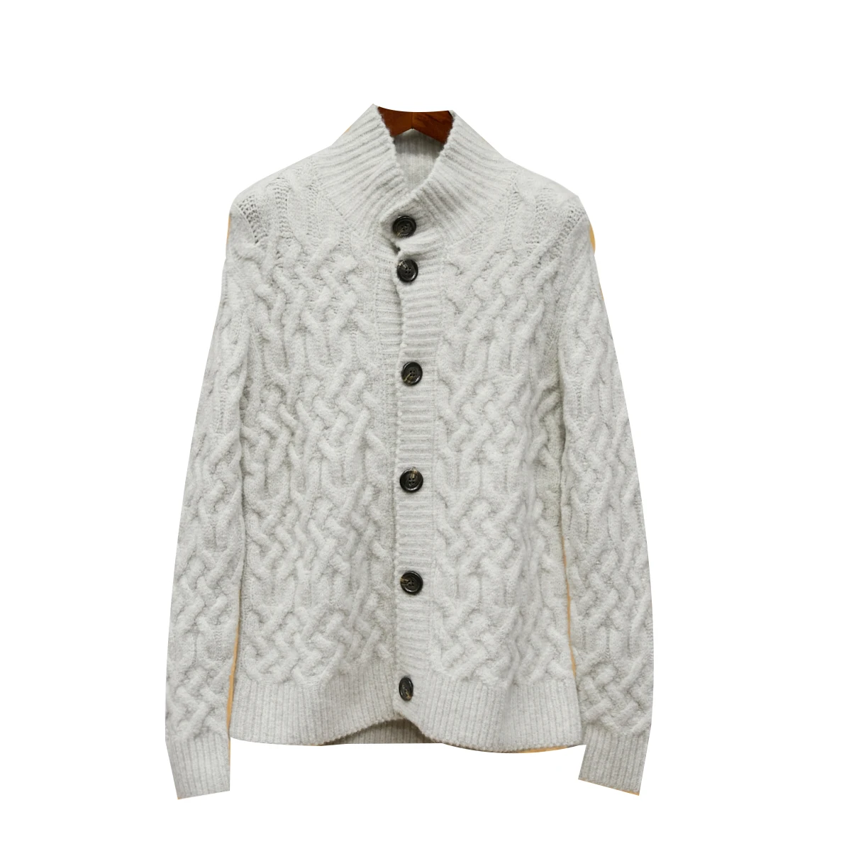 Italian Luxury Men's Loose Knitted Cardigan Ultrine Merino Wool Yak down Faionable Autumn Winter Open Front Sweater