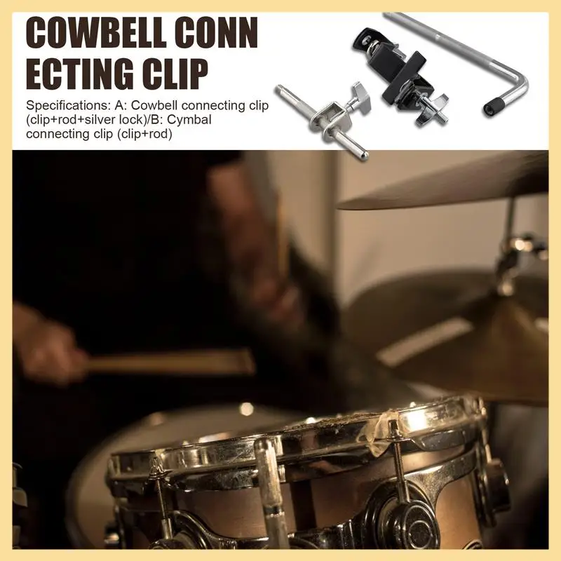 

AA90-Drum Cowbell Holder Clamp Professional Percussion Musical Instrument Support Clip Portable Repairing Parts