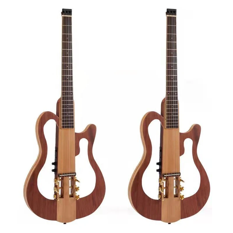 Hand Made Headless Slient Acoustic Guitar 6 String Classic Guitar 39inch Foldable Silence Guitar With Pickup Good Handicraft