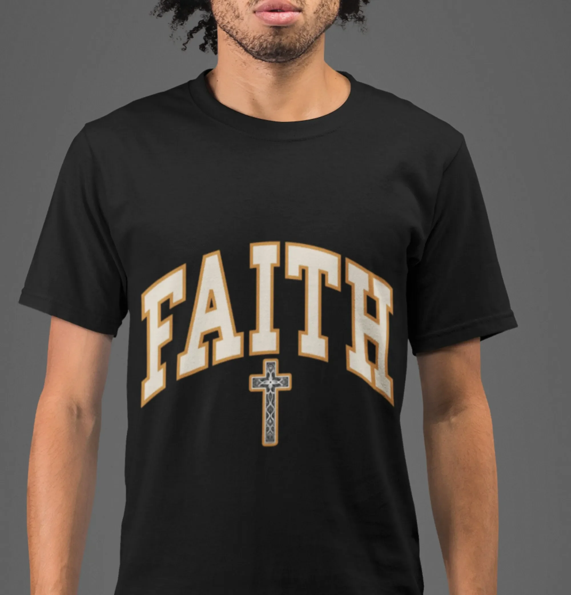 Faith T Shirt Heavy Cotton Cross Love and Grace Christian Catholic Jesus gift