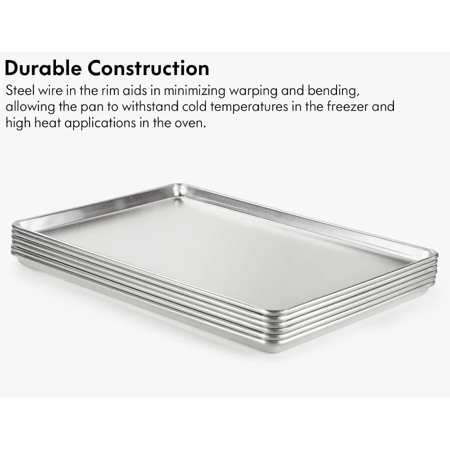 Paquet de 6 poêles en aluminium, moule à chignon de gâteau de boulangerie commerciale pleine taille 26x18 pouces répertoriée NSF, plateau de cuisson