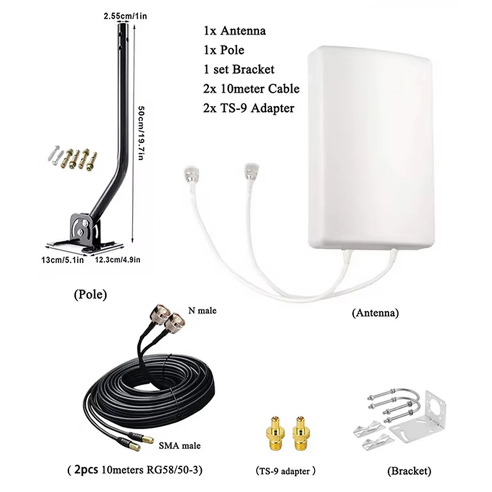 700-2700MHz,2x2 MIMO Antenna for T Mobile Home Internet, 2x14DBi High Gain,Outdoor 4G LTE Directional Antenna for Modem/Router