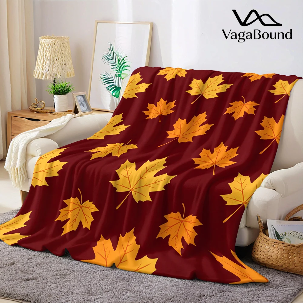 Autumn Maple Leaves Flannel Blanket Warm Soft Halloween Christmas All-Season Couch Decorative Cozy Warm Gift