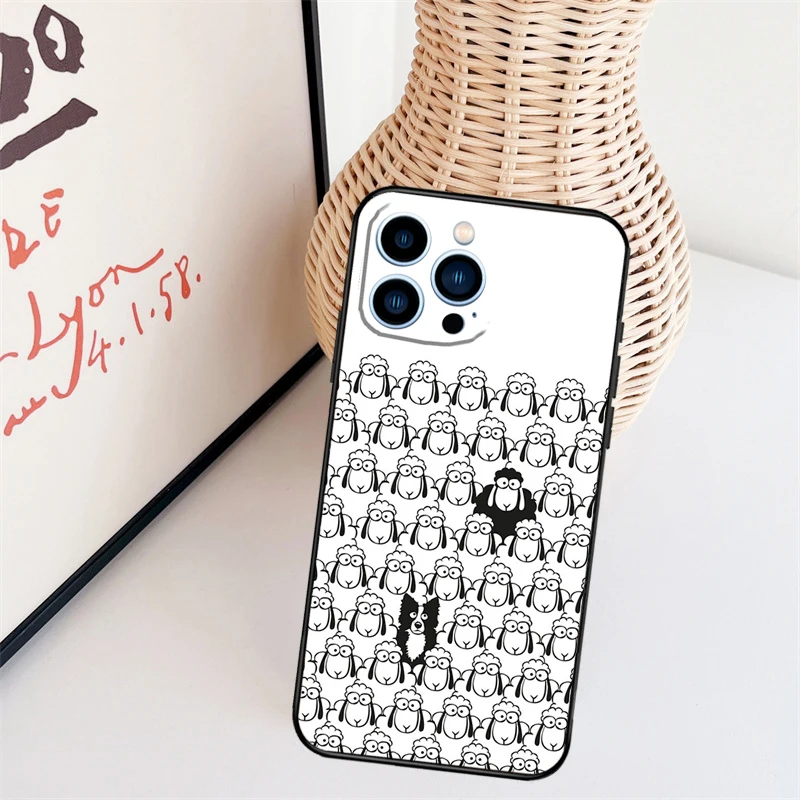 Cartoon Sheep Funda For iPhone 16 15 Pro 14 Pro Max Plus 11 13 12 Mini X XS XR Phone Case