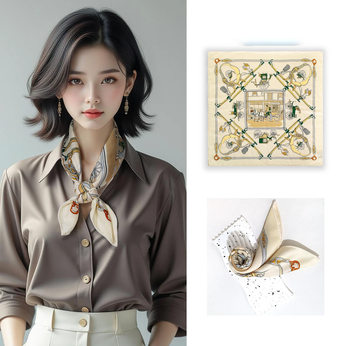 

Winter Square Scarf Luxury Designers Women Small Bandanas Hair Clothing Bag Accessories Mother Lover Christmas Gift