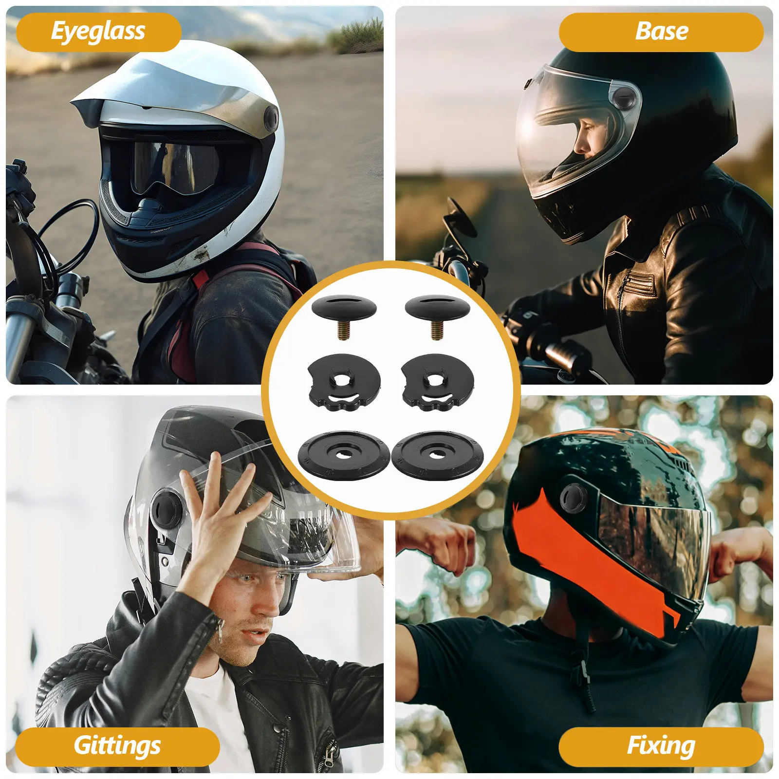 6pcs Heavy Duty Motorcycle Visor Base Kit – Universal Mechanism Accessories, No Tools Needed