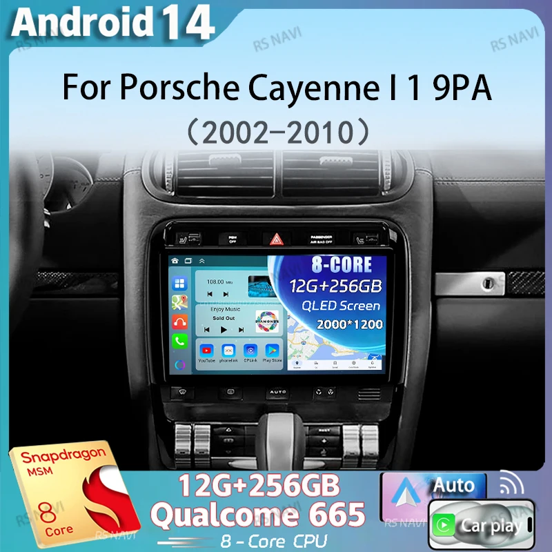 Android 14 Carplay Auto para Porsche Cayenne I 1 9PA 2002 - 2010 Radio de coche GPS reproductor Multimedia estéreo 360 cámara 4G + WiFi BT DSP