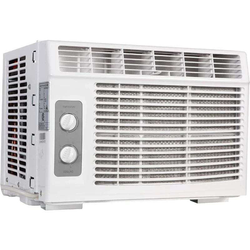 Window Mounted Air Conditioner with Mechanical Control Cools 150 Square Feet, 5000 BTU, AC Unit, White