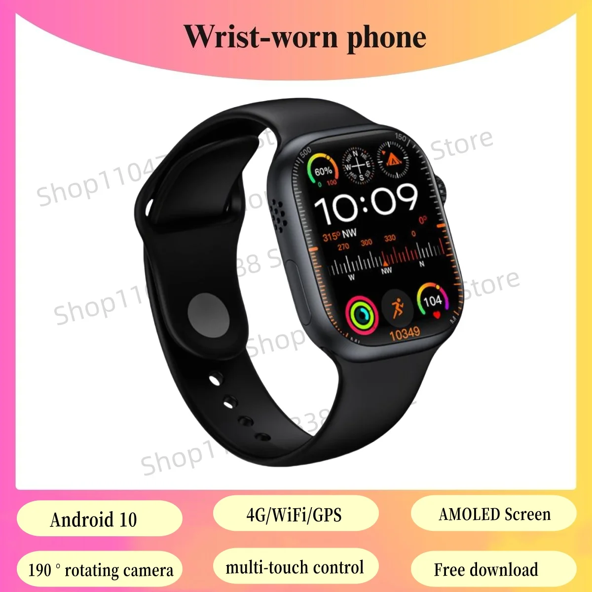 

CD99 watch X 5G smartwatch 2.29inch AMOLED 5G LTE smart watch with 190 ° rotary camera GPS WiFi SIM card slot health monitoring