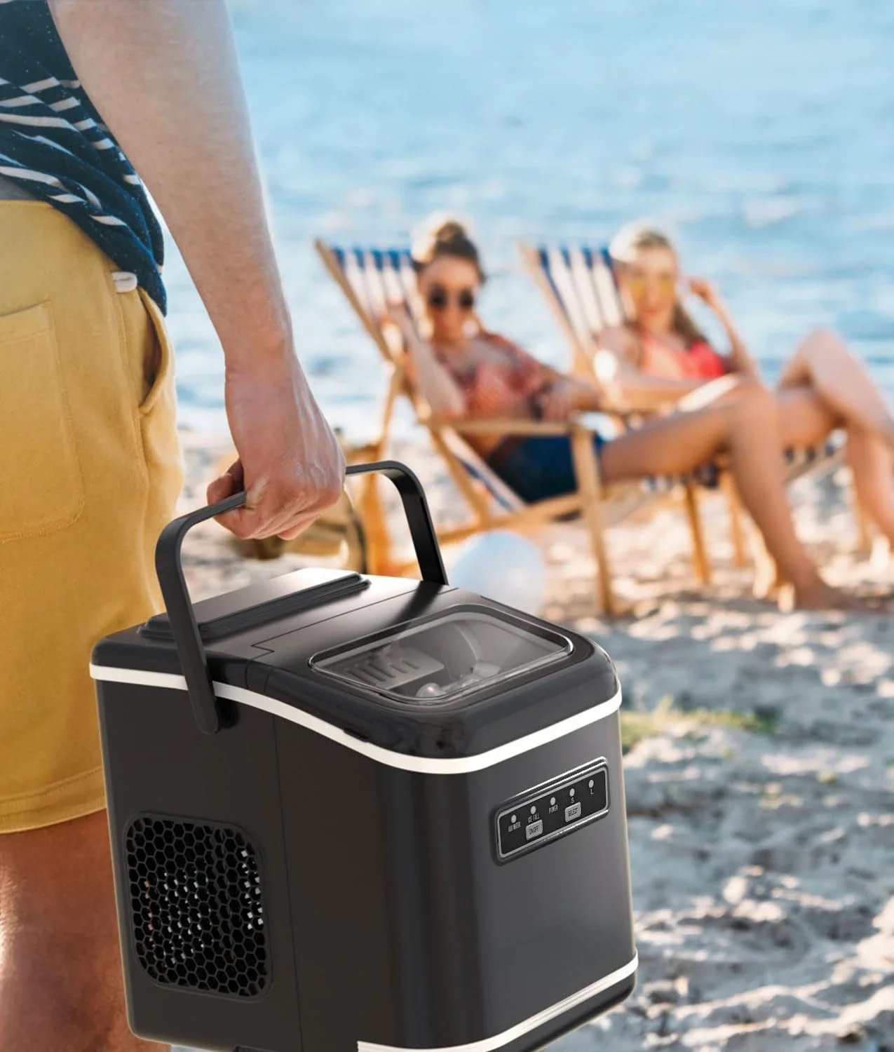 Máquina de hielo portátil con función de autolimpieza, produce 9 cubitos de hielo en solo 6 minutos, 26 libras de hielo en 24 horas