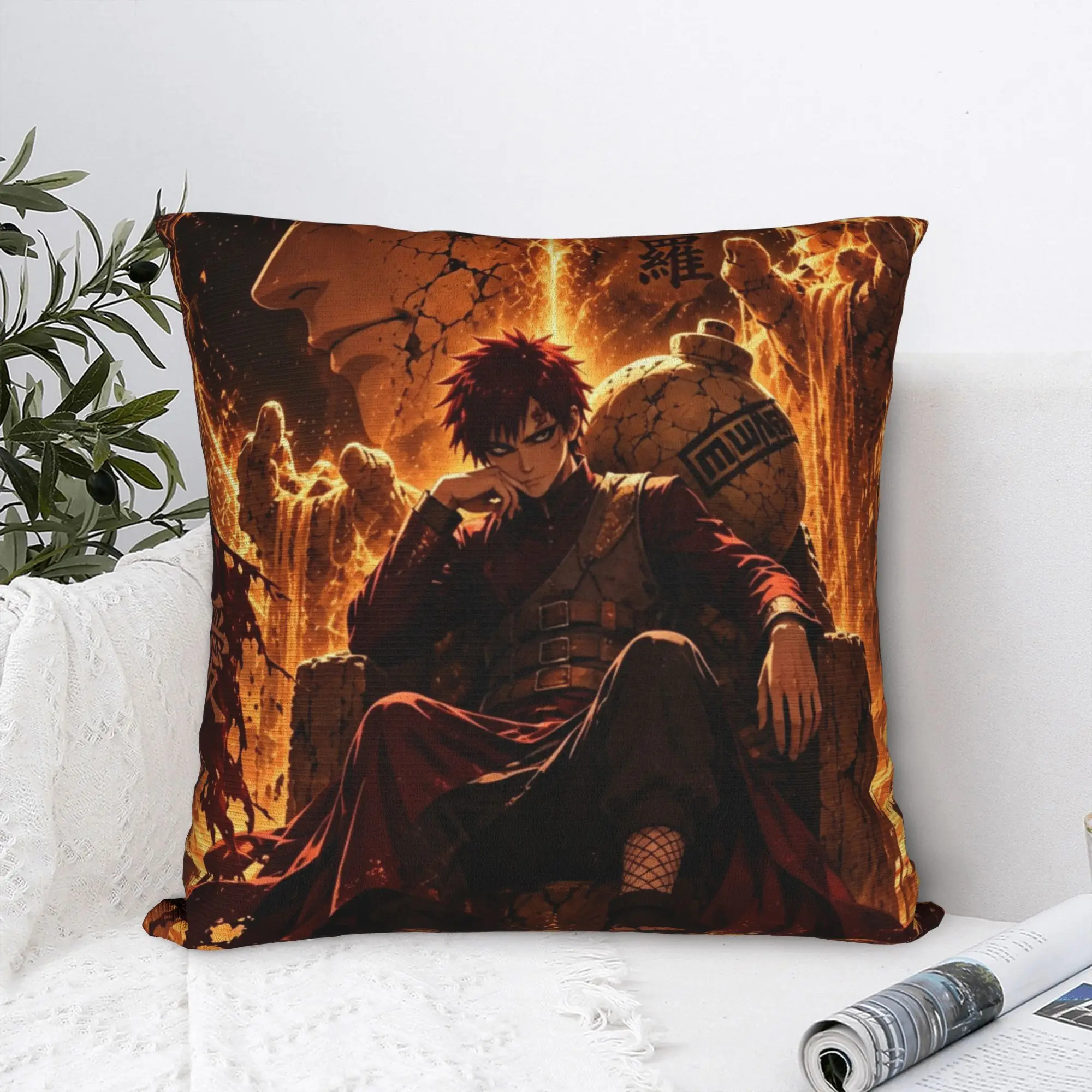 Modern N-Narutoes Gaaras Sofa Cushion Cover Soft Cool Anime Pillow Case Living Room Decoration