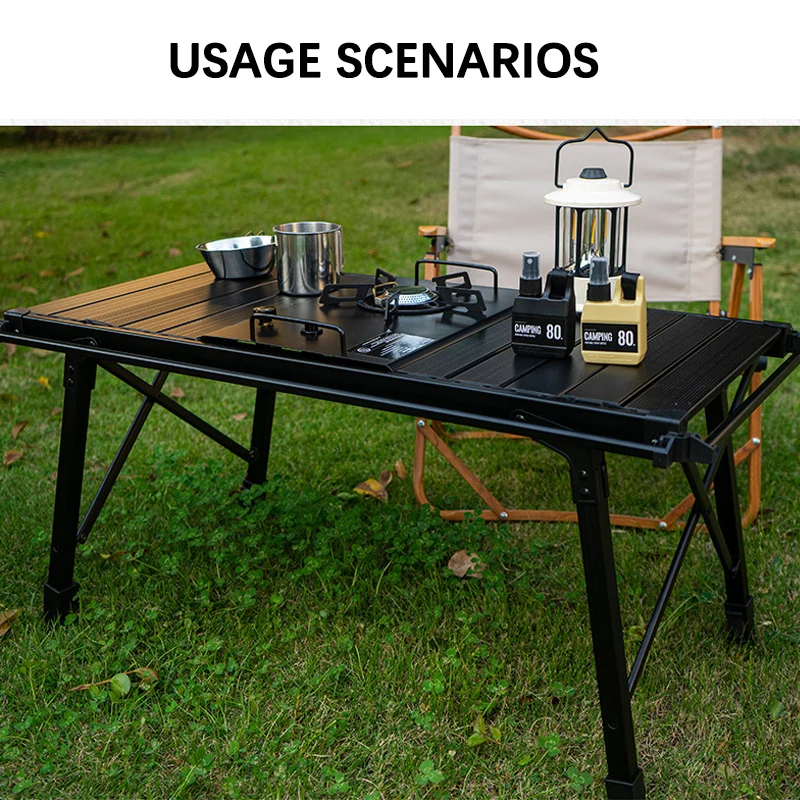 Table de réchaud de camping multifonctionnelle IGT, table de bureau en bois extensible, équipement de cuisine en plein air pliable et portable