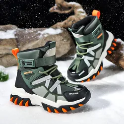 Autumn Winter FashionHigh-top Sneakers for Children Warm Plush Snow Boots Child Waterproof Outdoor Sneakers Boys Tenis Infantil