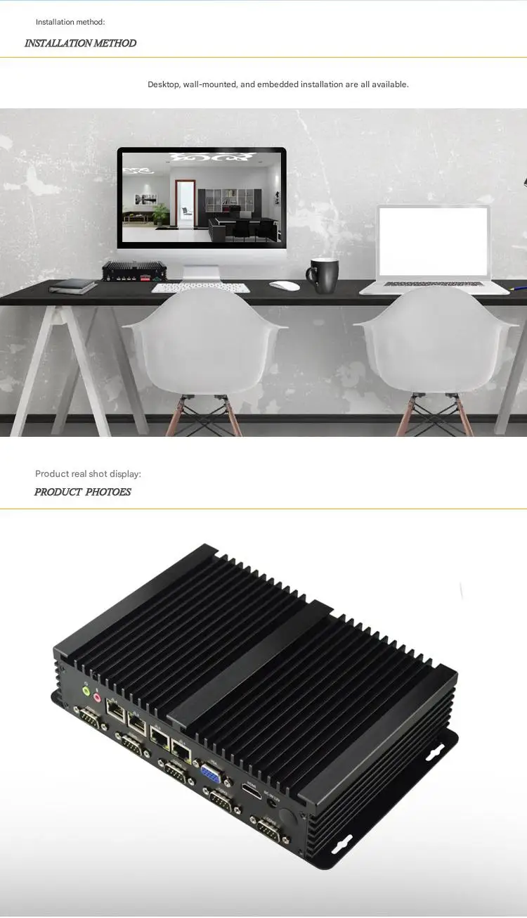 EIP MFC-2501+EP4380 Mini pc with LPT port All in One  Fanless Embedded Computer Mini PC Intel CPU