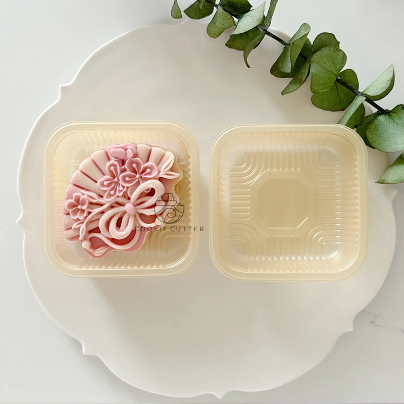 50g/75g Lotus Folding Fan Shape Mooncake Mold Mid-Autumn Festival Gift Fondant Cake Decoration Tools Baking Accessories