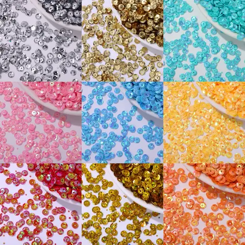 500g/bag 5mm Concave Iridescent Sequins - Curved Round Glitter Flakes for DIY Crafts, Clothing Accessories & Nail Art Supplies