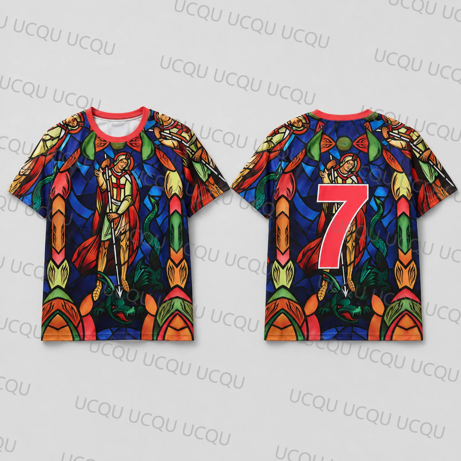 2026 Stained Glass 7 Football T‑Shirt Black Grey Quick‑Dry Unisex Men Women Summer Fan Sports Casual Short Sleeve Tee