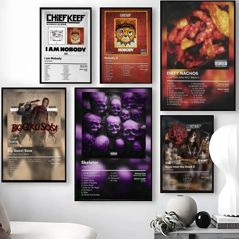 Singer C-Chief K-Keef Poster Waterproof Self-Stick Wall Art Stickers, Removable Wall Decor for Living Room and Bedroom