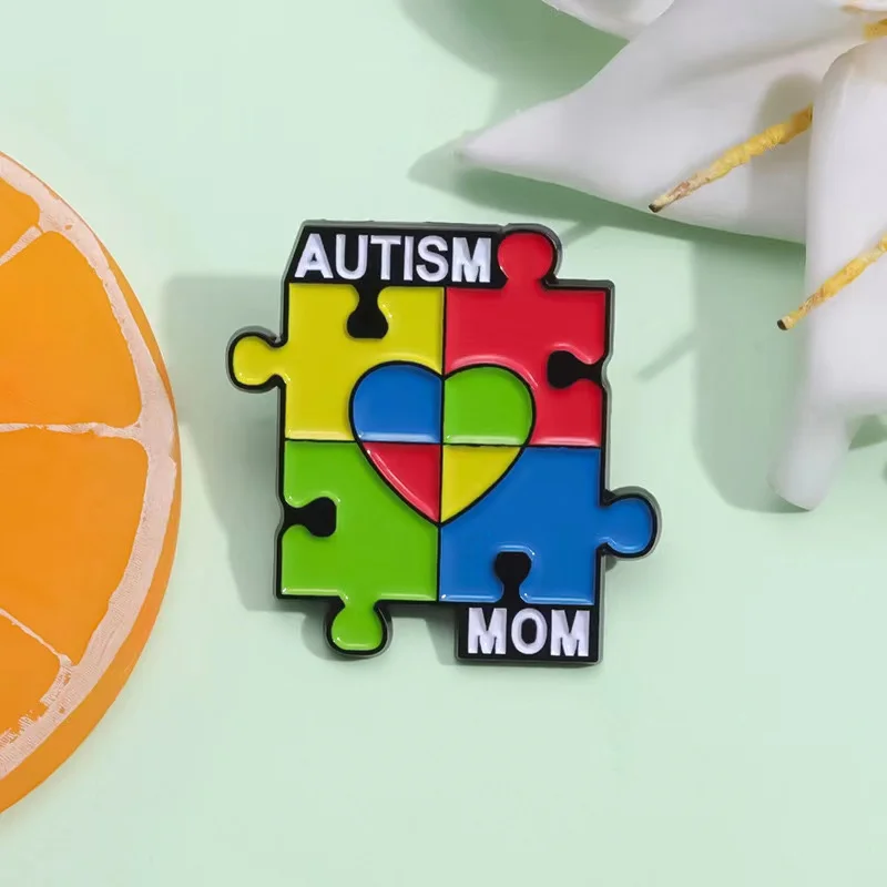 Autistic Quotes Enamel Pin Care Autism Mom Kids Rainbow Puzzle Pieces Brooch Lapel Badge Psychological Institutions Jewelry Gift