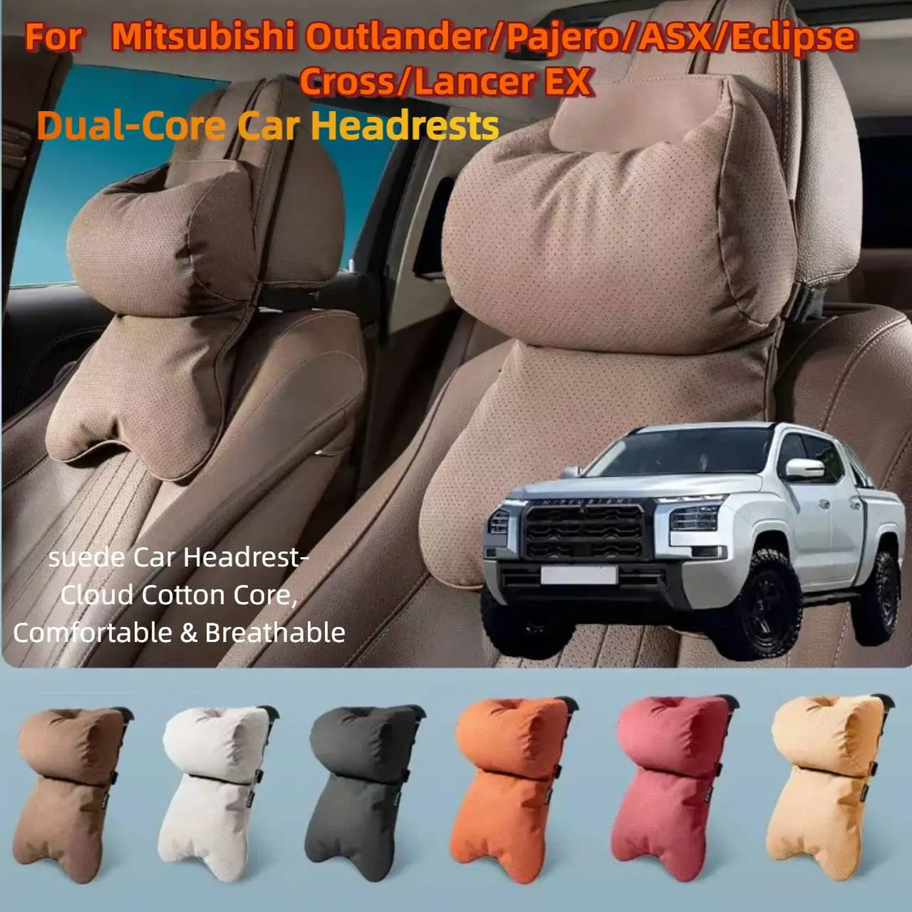 Dual-Layer Breathable Car Headrest For Mitsubishi Outlander/Pajero/ASX  Double Layer Neck Shoulder Support 4 Seasons Univers