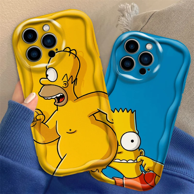 Disney Simpsons Cute Wave Oil Cover For Apple iPhone 15 14 13 12 11 XS XR X 7 8 Pro Plus Max Phone Case