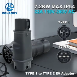 Kolanky EV Charger Adaptor 32A 7.2KW SAE J1772 Plug Type 1 To Type 2 Socket Converter For Type 2 Eletric Vehicles Charging Cars