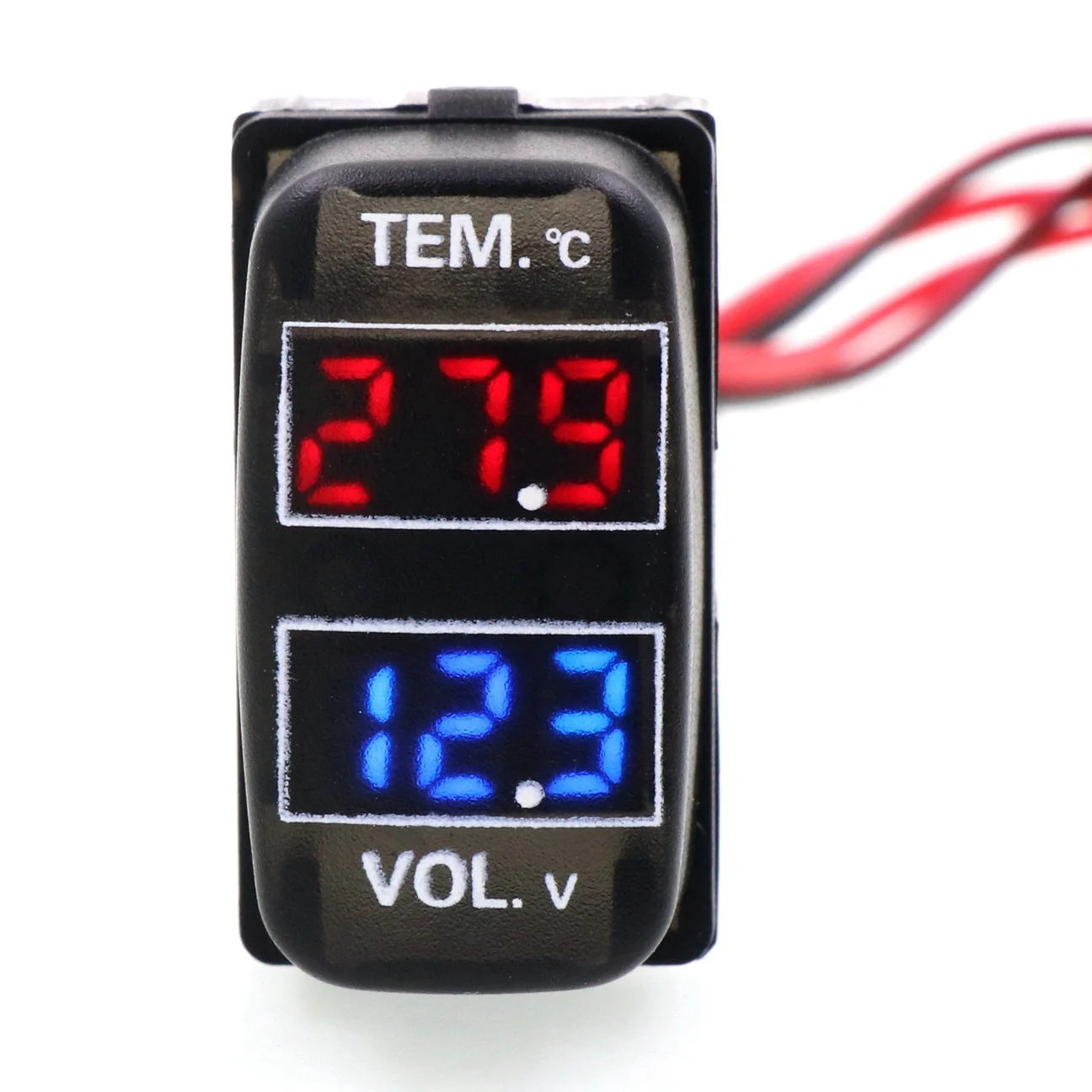 

L39A-Car Digital Voltmeter Temperature Gauge 2 In 1 Voltage Temp LED Display Meter For Mitsubishi