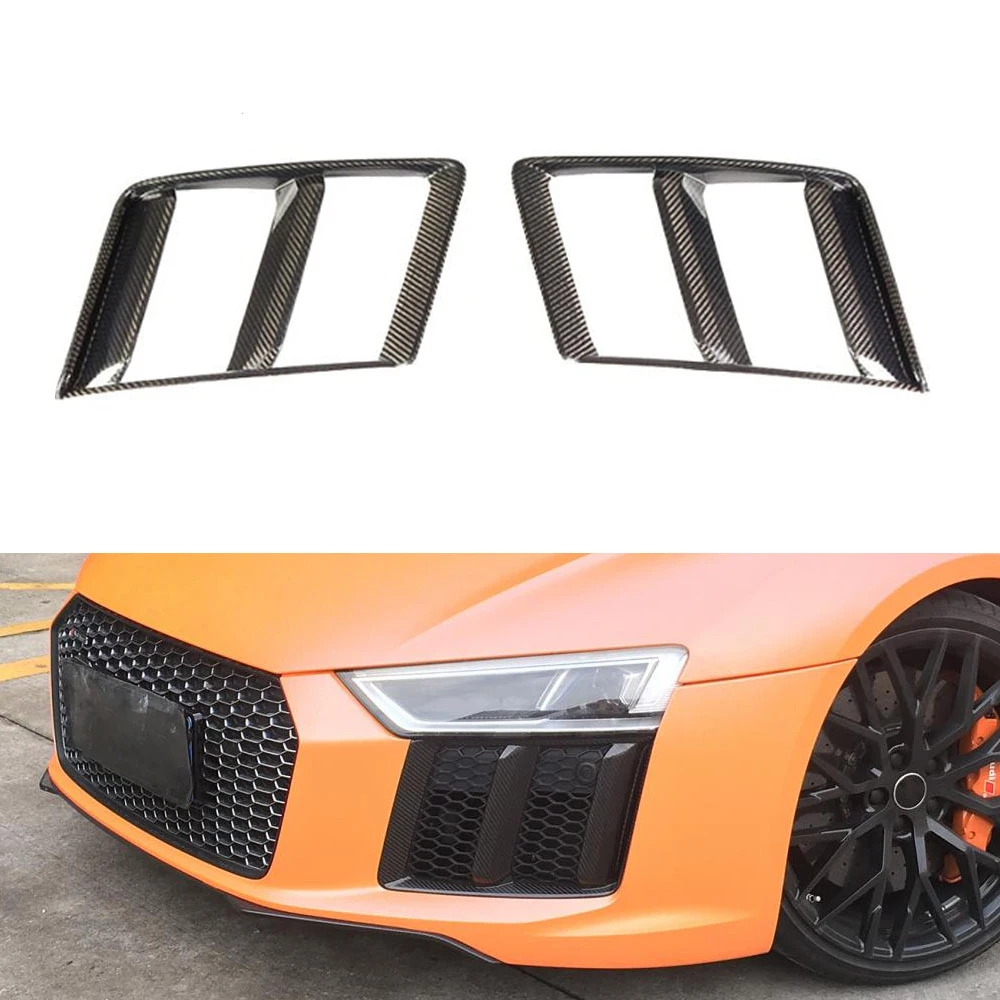 

Для Audi R8 настоящая сухая углеродное волокно 16-18 стиль передняя воздушная маска вентиляционные отверстия нашивка из углеродного волокна автомобильные аксессуары обвесы отделка