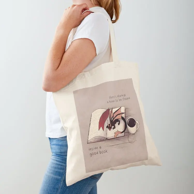 

There's always a home to be found inside a good book Dragon Tote Bag tote bag university custom bags Women's bags