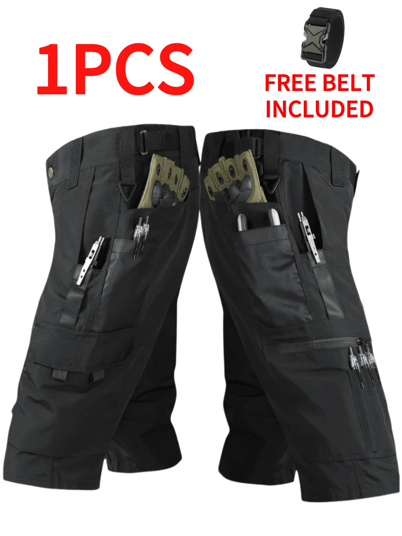 Mens Tactical Cargo Shorts Lightweight Quick-Dry Breathable Multi-Pocket With Belt