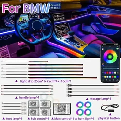 RGB 22in1 Car Interior Acrylic Car Ambient Lights For BMW X5 X6 G05 G06 F15 F16 E70 E71 E53 E72 2008-2023 Accessories