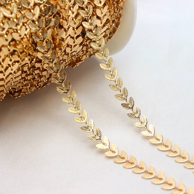 6.5MM Plated 14K True Gold Filled Color Retention Copper Leaf Links Necklace Chains DIY Jewelry Making Accessories Findings