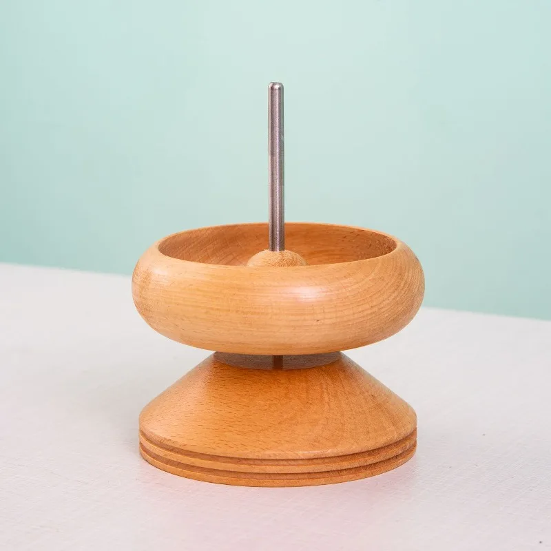 Wooden Bead Spinner with Lid, Fast Bead Rotating Bowl, Manual Bead Threading Tool to Prevent Bead Spillage for DIY Bracelet & Ne